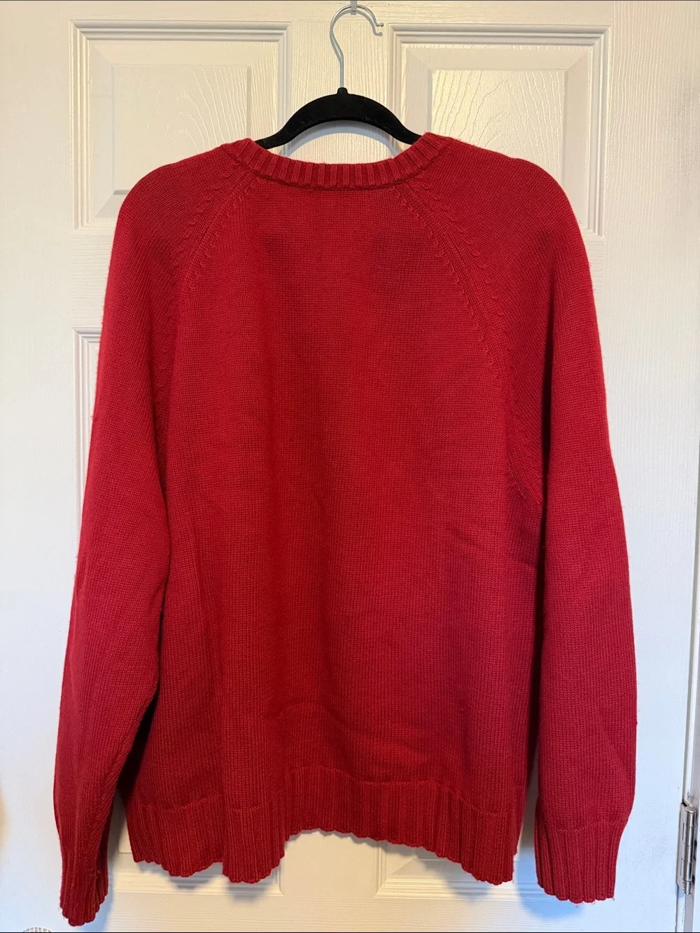 DONNI Cotton Cashmere V-Neck Sweater Rouge Red Size Large